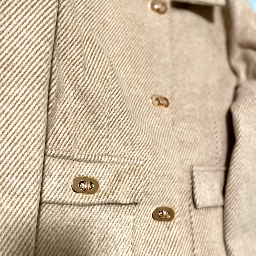 Winter woman beige Trench Coat - Picture 2 of 4